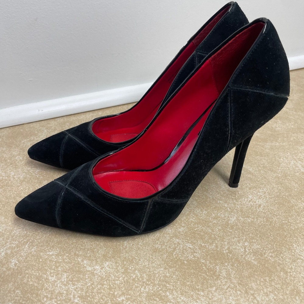 Charles Jourdan Pumps Womens 8.5 Black Suede Pointed Toe Stiletto Heels